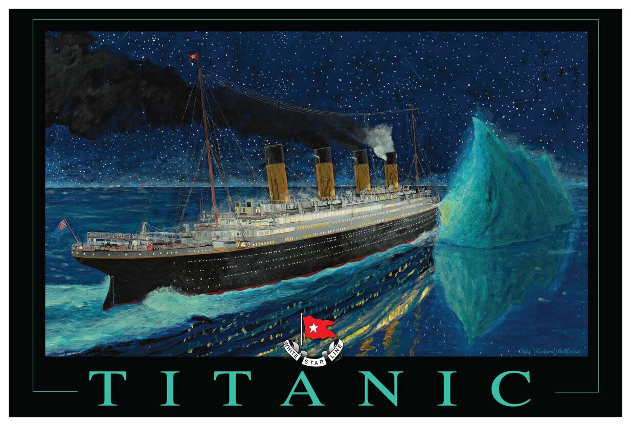 Titanic Starboard Impact Giclee Art Print Poster from Maritime Scene Painting by Artist Richard DeRosset 12" x 18"