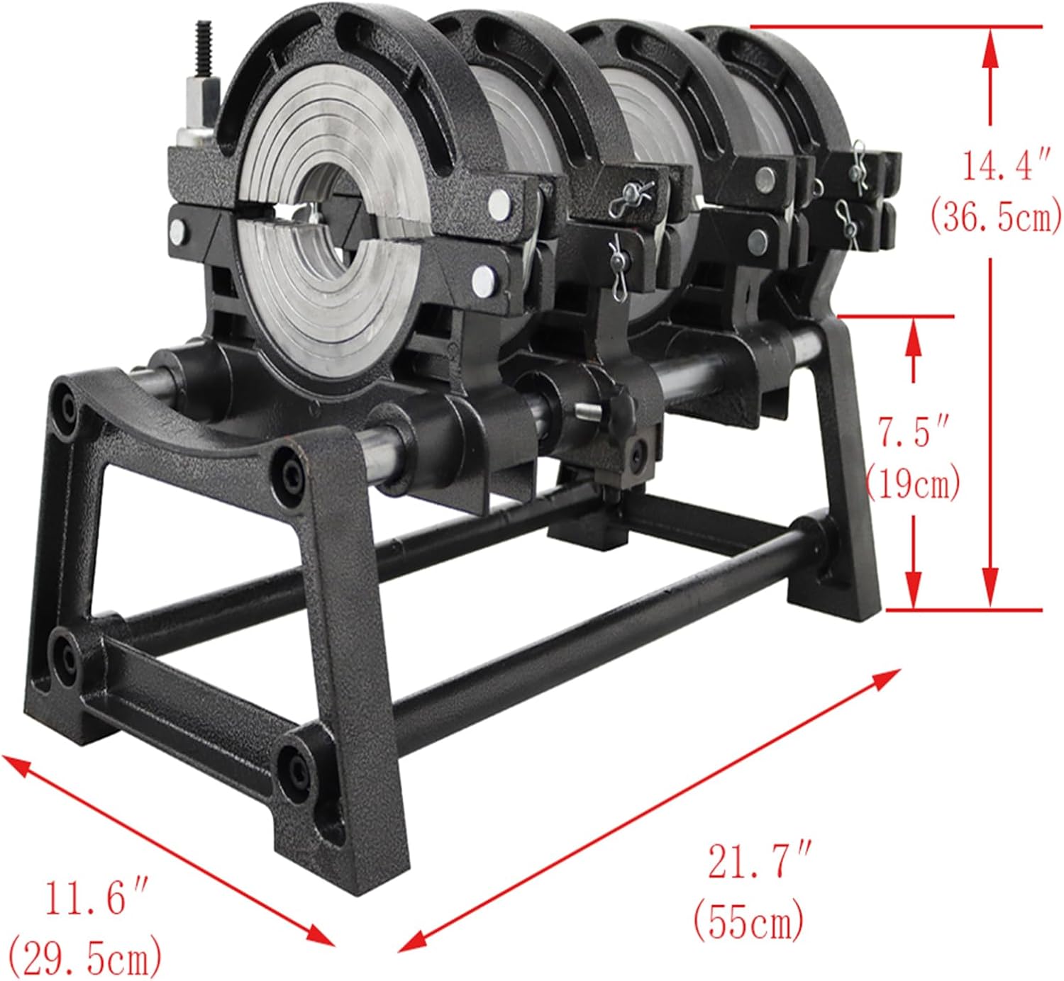 110V Pipe Fusion Welder for PE PPR PB PVDF, 4 Clamps Tube Fusion Welder, Pipe Hot Melt Machine 2.48"-6.30” (63-160mm)