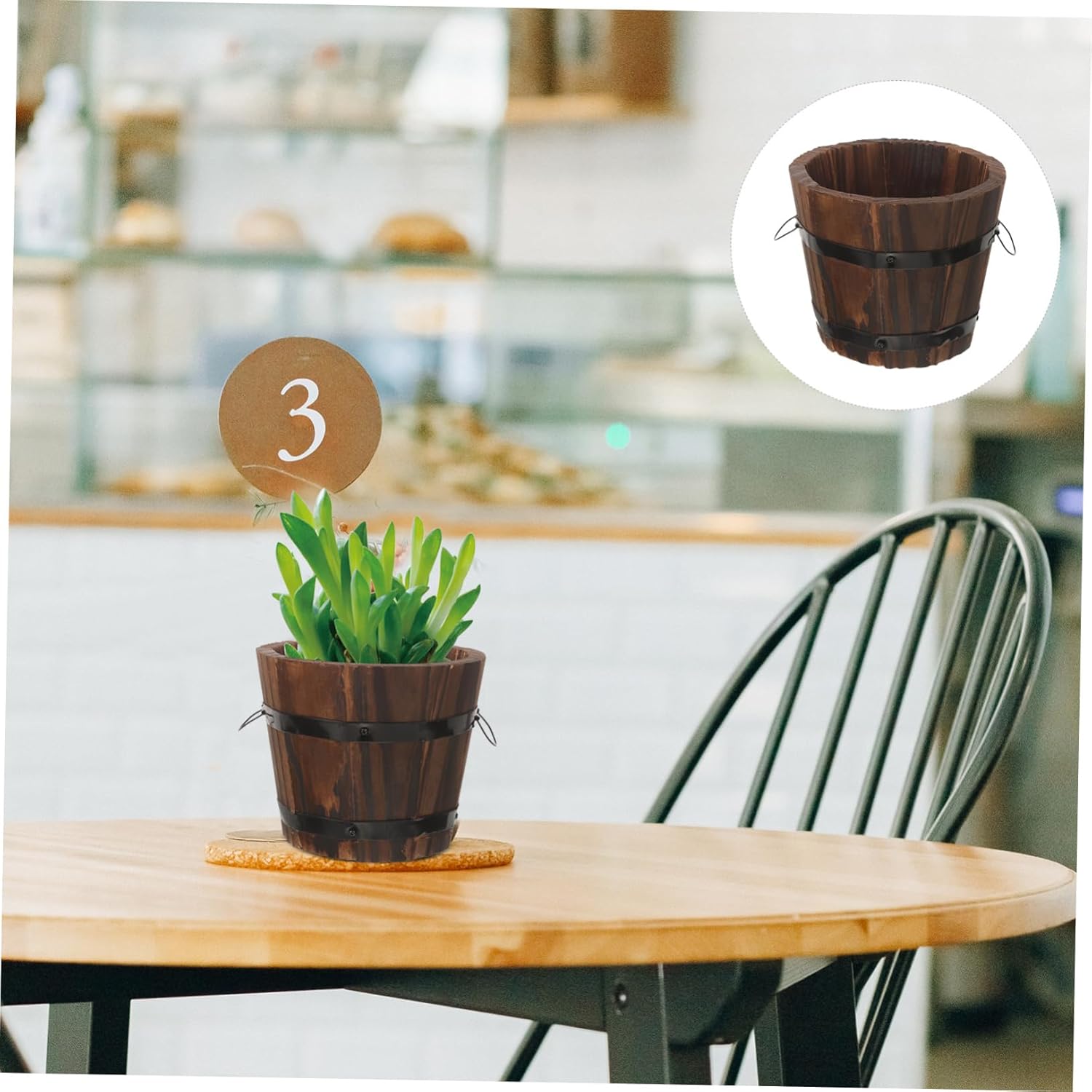 Luxshiny 4pcs Small Barrel Planter Pots Rustic Wood Nursery Pots Scratch Resistant Flower Containers for Patio Garden Succulents and Indoor Plants