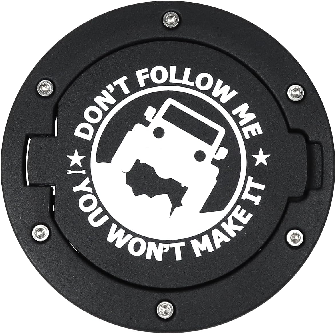 RT-TCZ for Jeep JK Gas Cap Cover Fuel Filler Door for Jeep Wrangler JK JKU 2007-2017 Black Aluminum Alloy Exterior Accessories (Off-Road Logo)