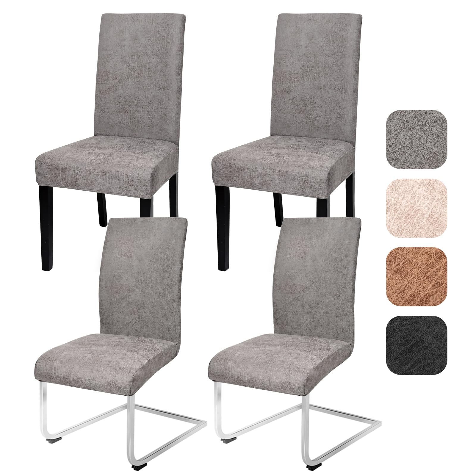 Alishomtll Dining Chair Covers Set of 4, Faux Suede Universal Stretch Chair Slipcovers