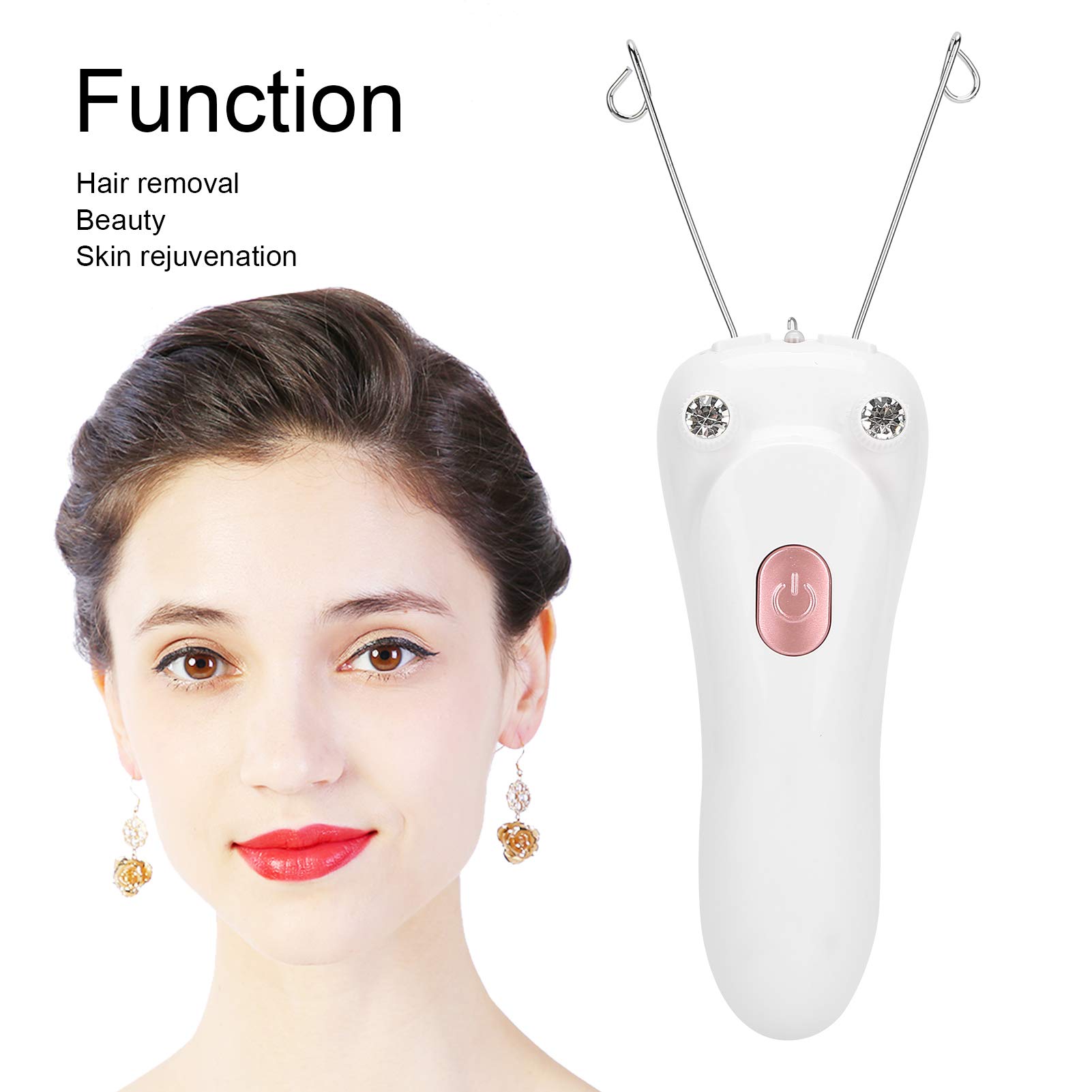 Depilatore Viso Epilatore Facciale, Filo Cotone Depilazione Cordless Ricaricabile USB con Batteria 1200mAh per Viso Braccia Gambe (PINK)
