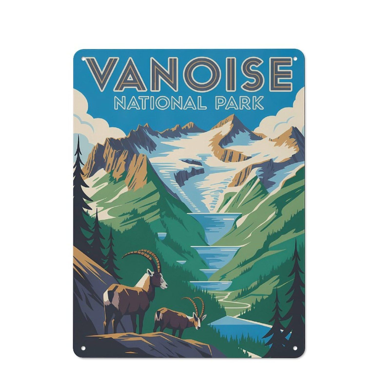 Junmoney Style-20 Vanoise National Park Vintage Decorative Tin Plaque 40X30cm, Decorative Novelty Wall Art For Hallway, Home Bar, Garage Or Study