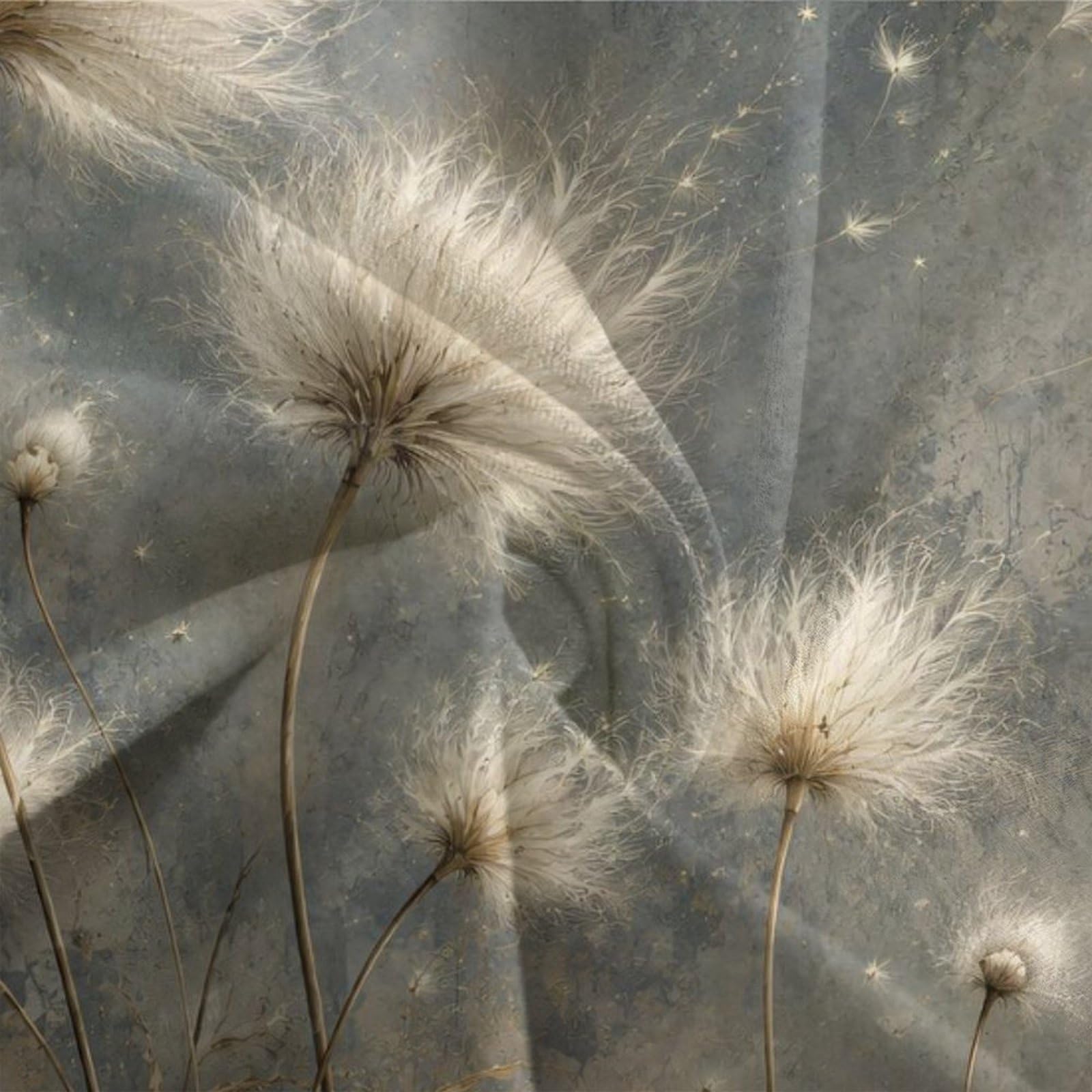 Semi tarassaco neutri Copripiumino Set 3 Pezzi 3D, Fiori da giardino | Botanico pastel Motivo, Pianta naturale Motivo, Biancheria da Letto, Letto, Set 3 Pezzi, Camera Ospiti, 200x200cm.