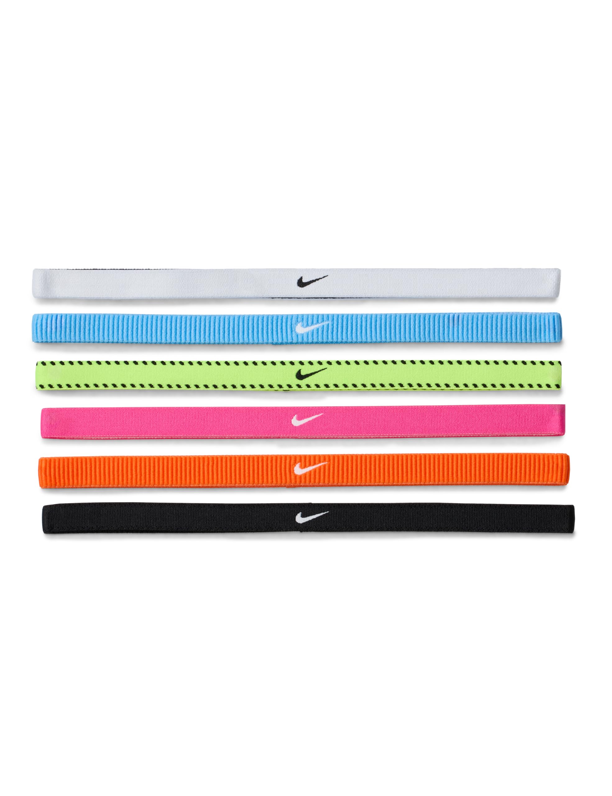 Nike Kids Flex Classic Headbands 6 Pack Headbands Running Training Sports Hairband Set, Volt/Vivid Pink/White, One Size