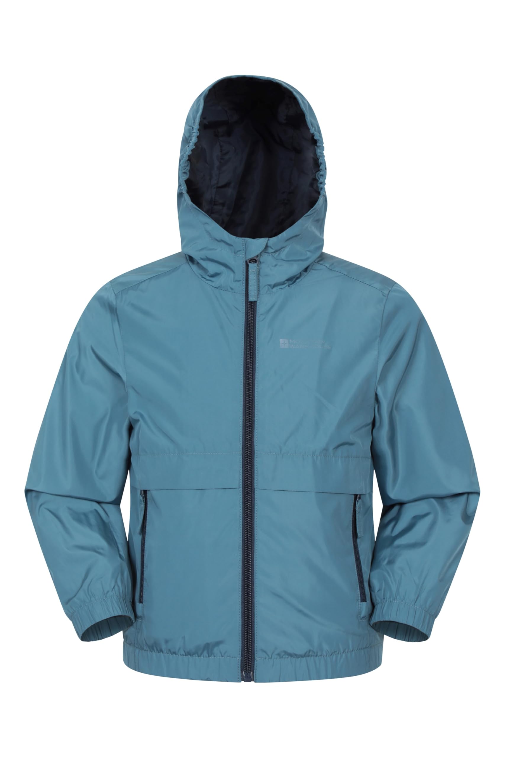 Mountain Warehouse Boys Blue Whisper Kids Water Resistant Jacket - Waterproof, Lightweight, Adjustable Cuffs, & Girls Coat - Wet Weather Walking, Hiking, Outdoors, Camping Kids Size 9-10 Years