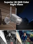 DEKCO 2Pack Outdoor Security Camera with 2K Color Night Vision, Pan Rotating 180° Wired Camera Surveillance Exterieur Support 24/7 Recording, 2.4&5G WiFi, AI Auto Tracking, Work Alexa/Google Assistant
