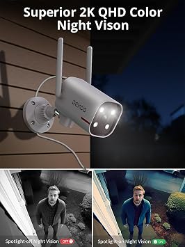 DEKCO WiFi Kamera 2K Pan Dönen 180° Renkli Gece Görüşlü Kablolu Dış Mekan Güvenlik Kameraları, 7/24 Kayıt, 2.4 ve 5G WiFi, AI İnsan Otomatik İzleme, Alexa/Google Asistan ile Çalışın (1 Paket)
