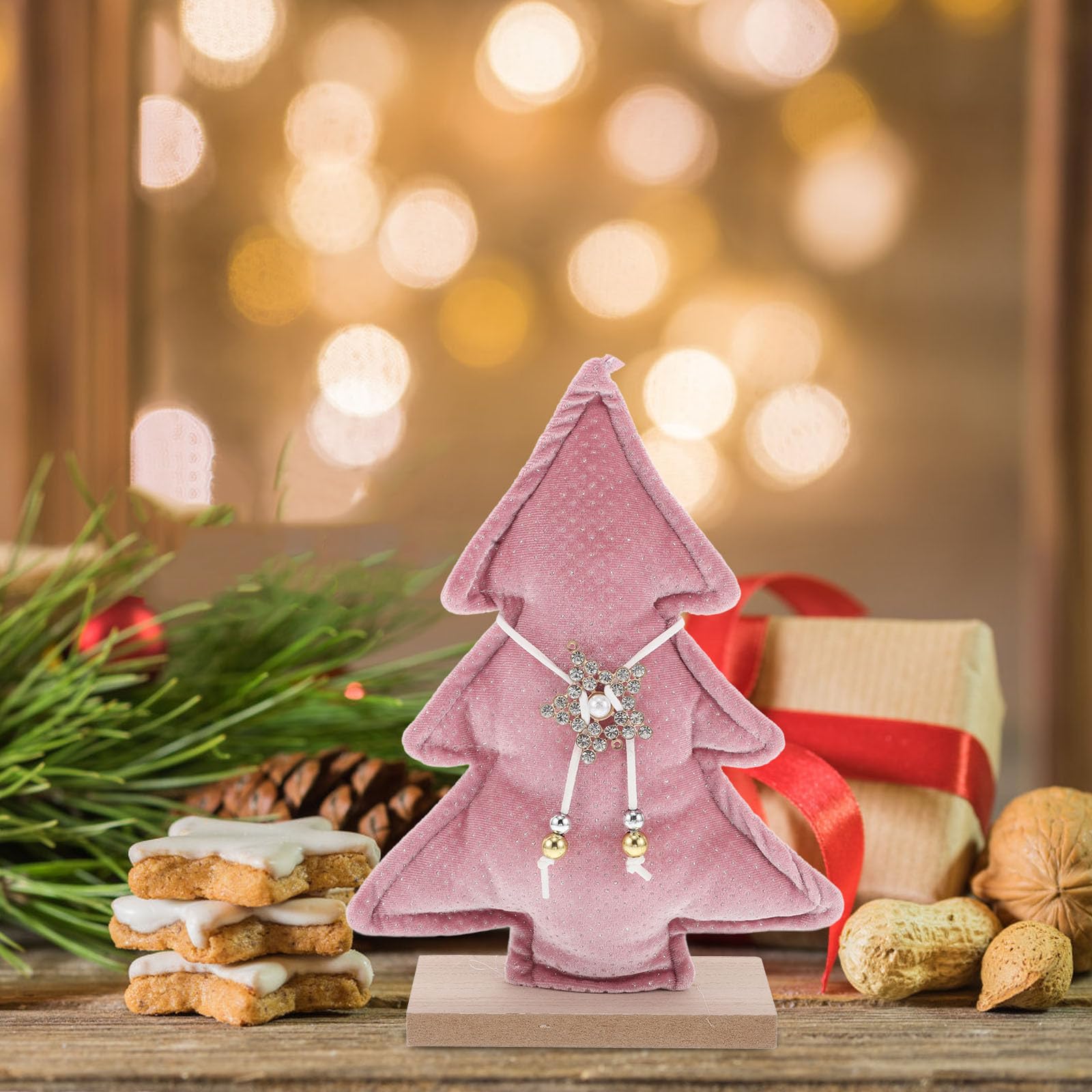 Toyvian 5 Piezas Árbol de Navidad de Mesa Rosa, Figura Decorativa Navideña