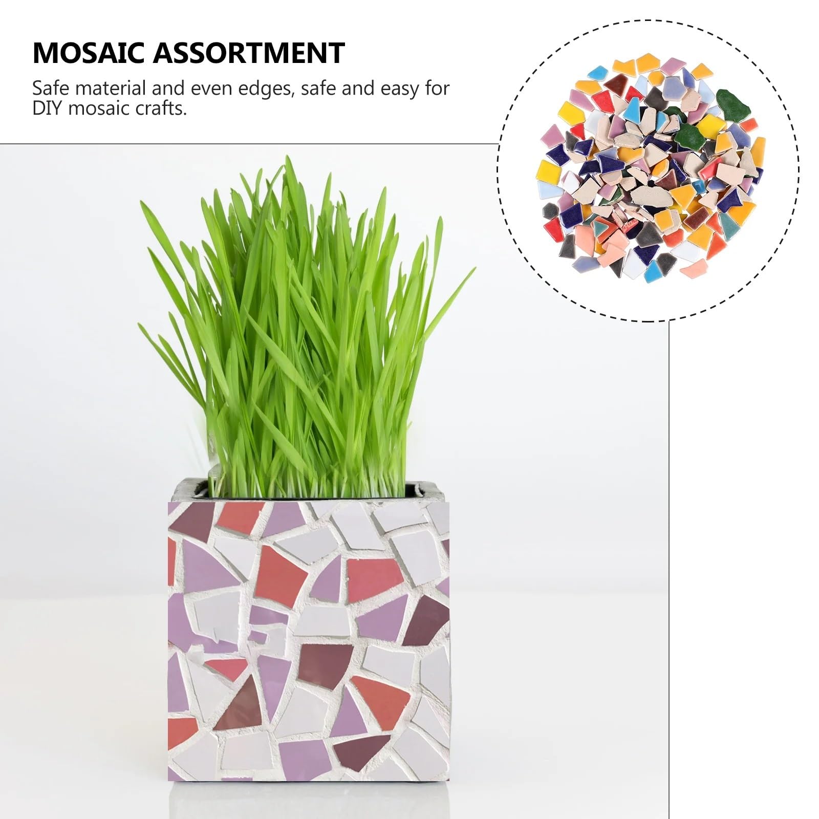 Mosaico in Ceramica Forma Irregolare for Lavoretti Fai da Te 200g Multicolor(Blackwhite)