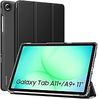 MoKo Slim Stand Case for Samsung Galaxy Tab A11+ 2026 & A9+ 2024 11-Inch - Translucent PC Back, Auto Wake/Sleep, Protective Cover, Black