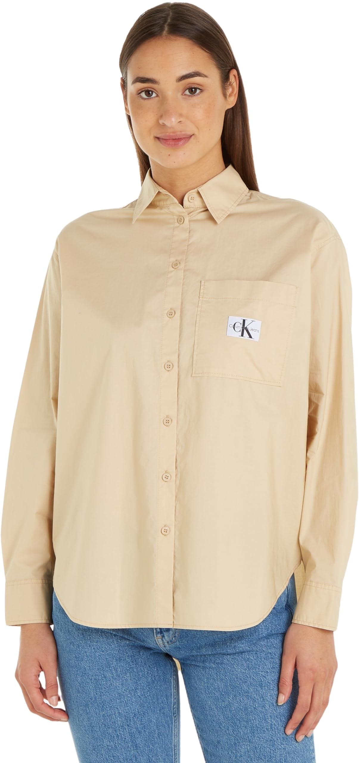 Calvin Klein Woven Label Relaxed Shirt J20j222610 Top in Tessuto Donna (Pacco da 1)