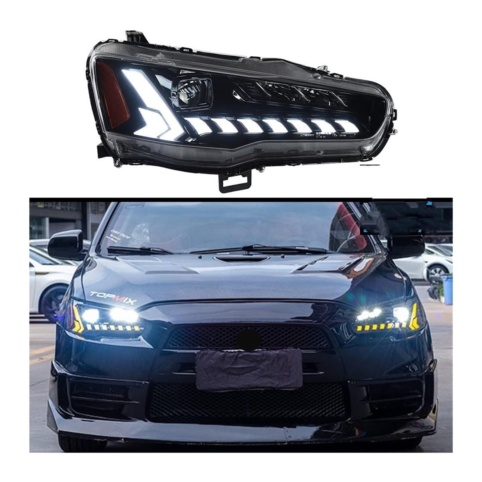 Dynamiczny kierunkowskaz dla Mitsubishi Lancer 2008-2016 przednia soczewka kierunkowskazu dynamiczne światło pozycyjne samochodu