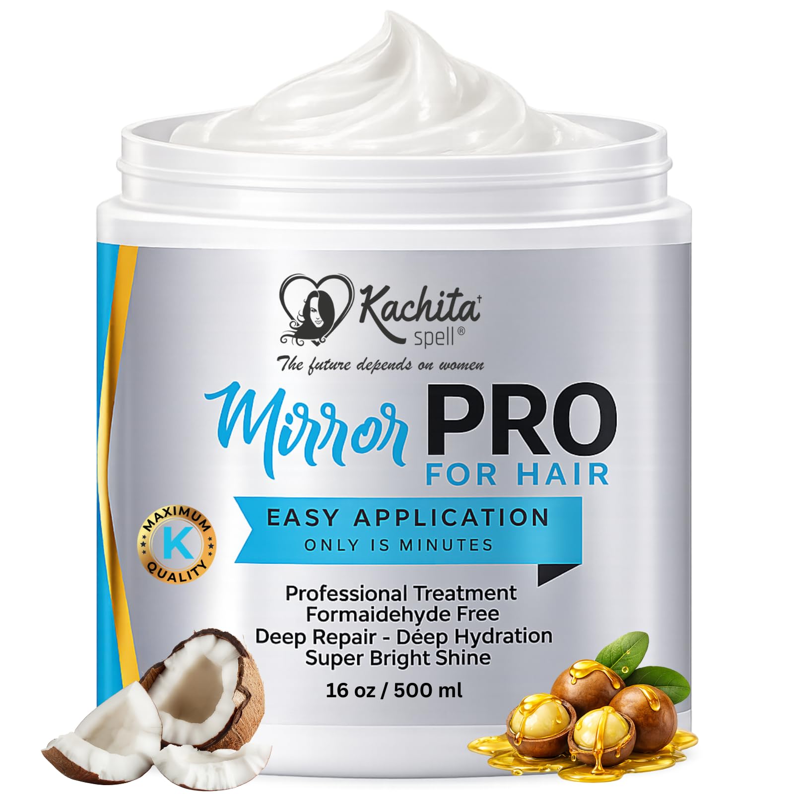 MirrorPRO 16oz Hair Mask & Deep Conditioner with Argan Oil and Keratin | Repairs Dry, Damaged Hair Professional Hair Treatment, Deep Hydration, Super Gloss/Shine, Frizz-Free Hair