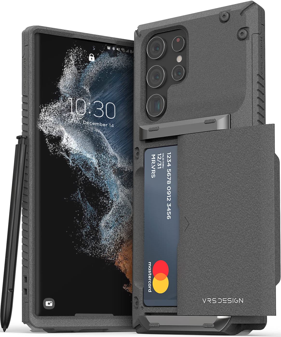 VRS DESIGNDamda Glide Pro Sand Stone designed for Samsung Galaxy S22 ULTRA case cover (2022) wallet [Semi Automatic] slider Credit card holder Slot [3-4 cards] - Sandstone