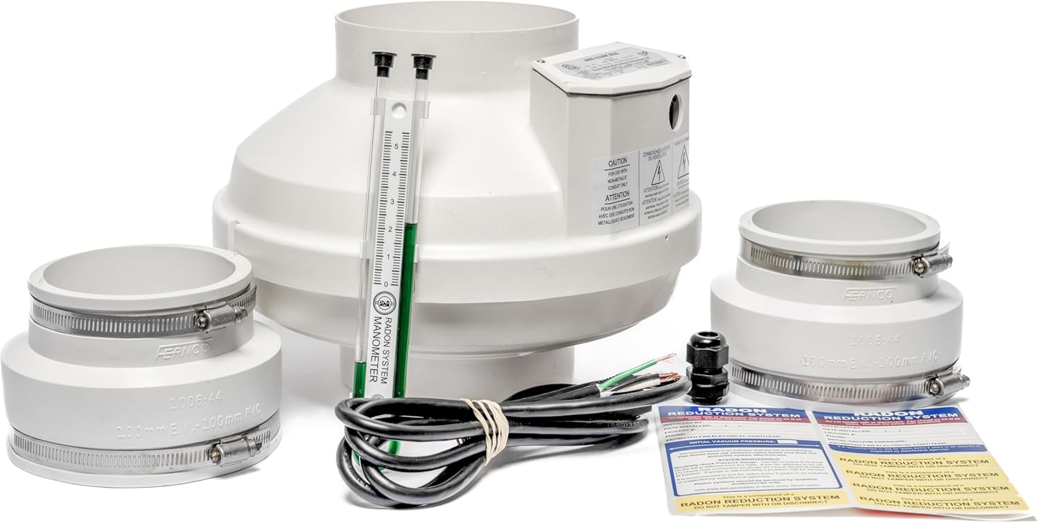 Festa AMG Hawk ECS Radon Fan - 4" Installation Kit - Speed Controllable - Quiet and Energy Efficient Radon Mitigation Inline Fans - Electronically Commutated Motor- High Performance Inline 6" Duct Fan