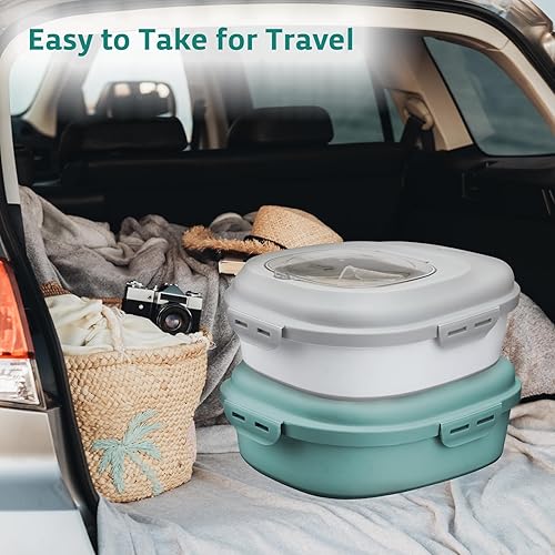 Miniatura 7 de Komzon Contenedor de cereales para arroz, dispensador de arroz plegable de 13 a 50 libras con tapa transparente, ruedas rodantes, taza medidora y