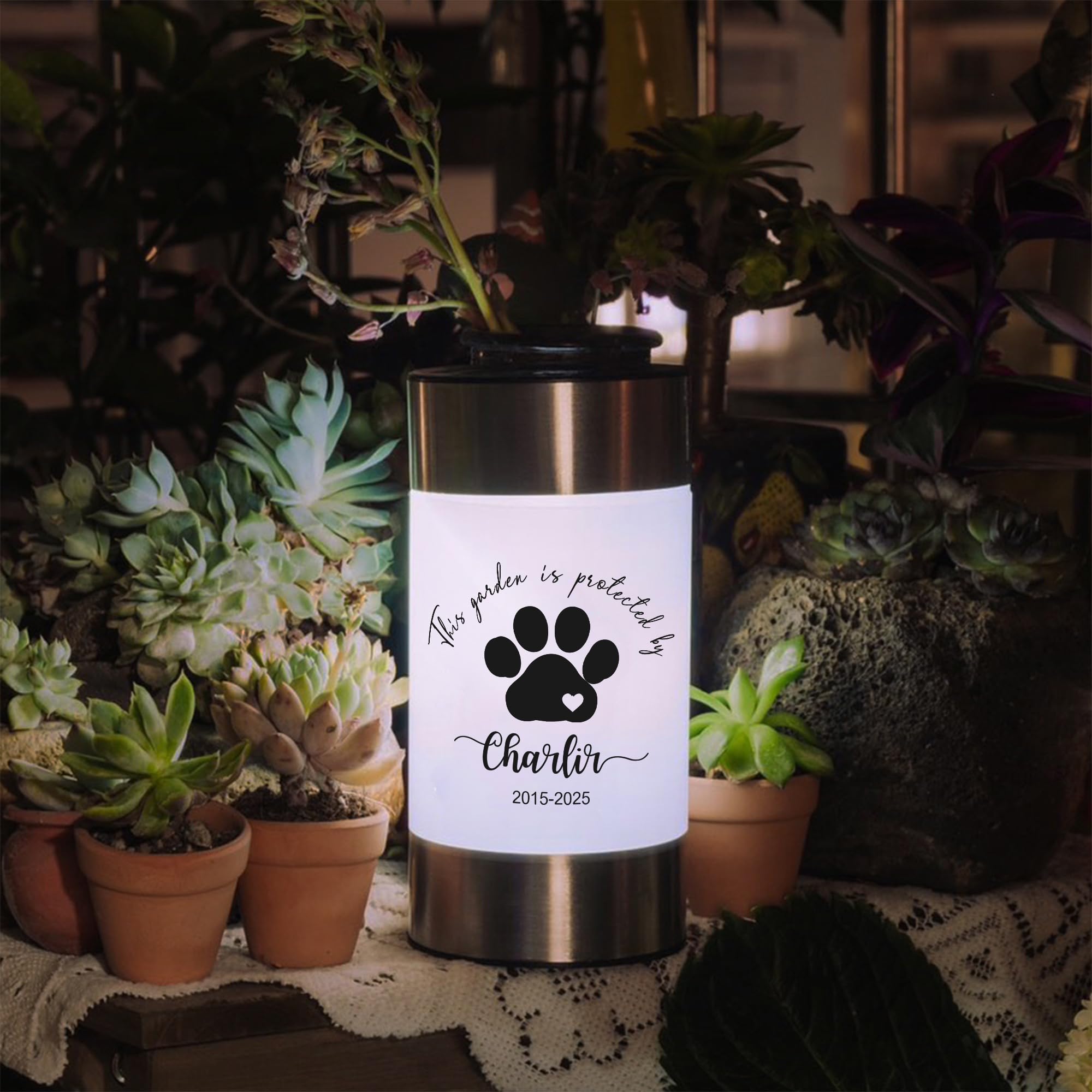 idooodle Personalised Pet Memorial Solar Garden Light with Photo & Name, Dog Memorial Gifts, Pet Loss Gifts, Cat Memorial Gifts, Waterproof Outdoor Remembrance Light for Garden (Animal Print) — image 1