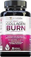 Vista 1 de Multi Colágeno Burn: Péptidos de proteína hidrolizada de múltiples tipos con ácido hialurónico, vitamina C, SOD B Dimpless, tipos I, II, III, V y X