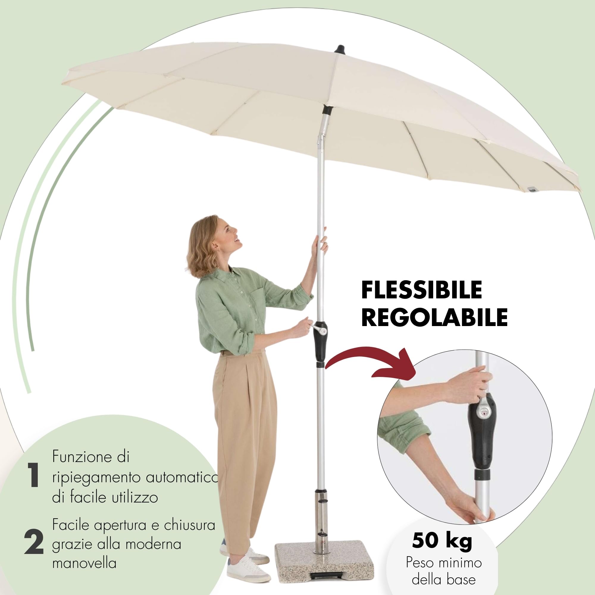 Doppler Ombrellone Rethink I 200 Cm In Grigio I Ombrellone Rotondo Inclinabile Per Balcone E Terrazza I Ombrellone Sostenibile I Parasole Da Balcone C 92346649