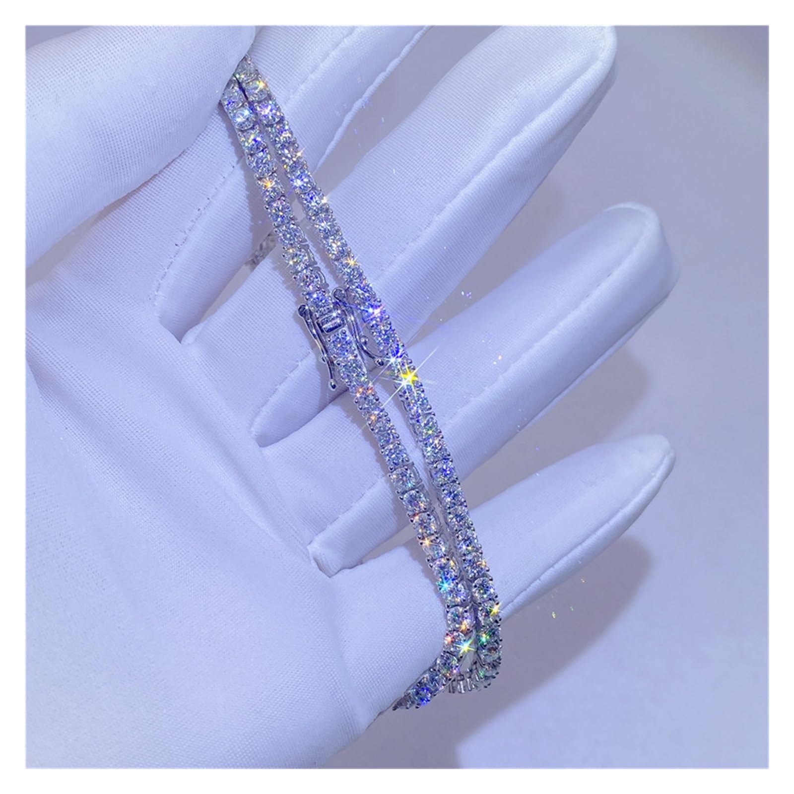 Iced 2 mm Tennis-Armband für Damen, 925er-Sterlingsilber, D-Lab-Diamant-Gliederkette, Armreif, Pass-Tester, rosévergoldet, 20,3 cm