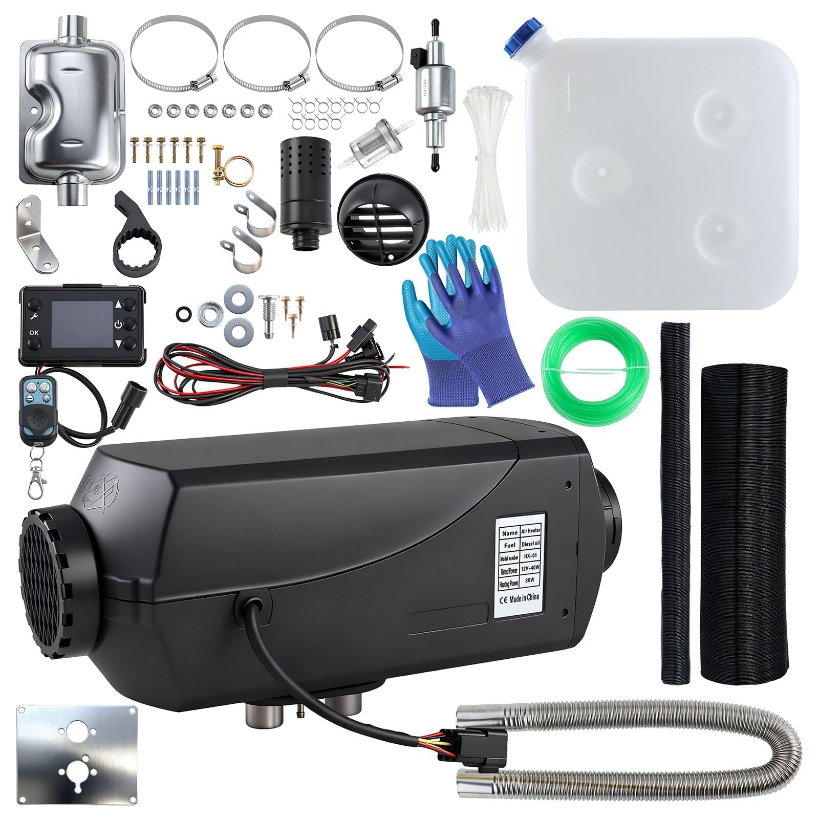 Calentador Diésel Portátil 8KW de 12V con Bluetooth y Mando a Distancia para Garajes, Talleres, Autocaravanas, Barcos y Cabinas – Calefa hasta 20 m²