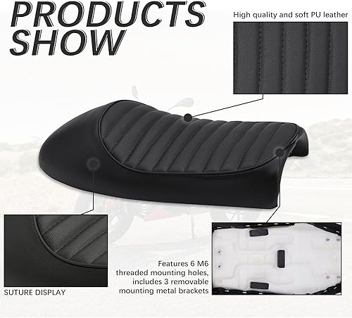 Miniatura 10 de DREAMIZER Asiento vintage para motocicleta Cafe Racer de piel sintética compatible con Suzuki KZ400 KZ650 KZ750 TU250X GS450 GS750 GS1100 R75 R90
