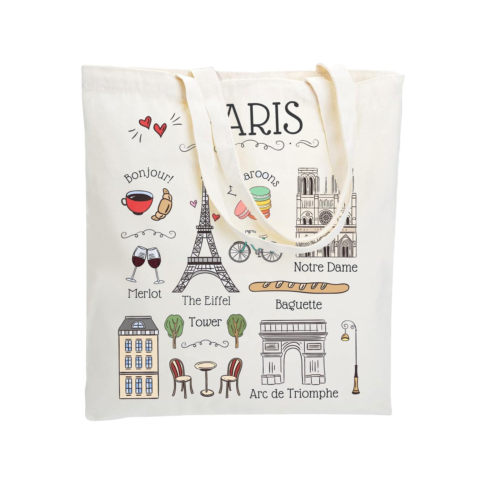WZJHCL Paris Tote Bag Eiffel Tower Reusable Tote Bag France Handbag Paris Souvenir Paris Vacation Gift Traveler Grocery Sack