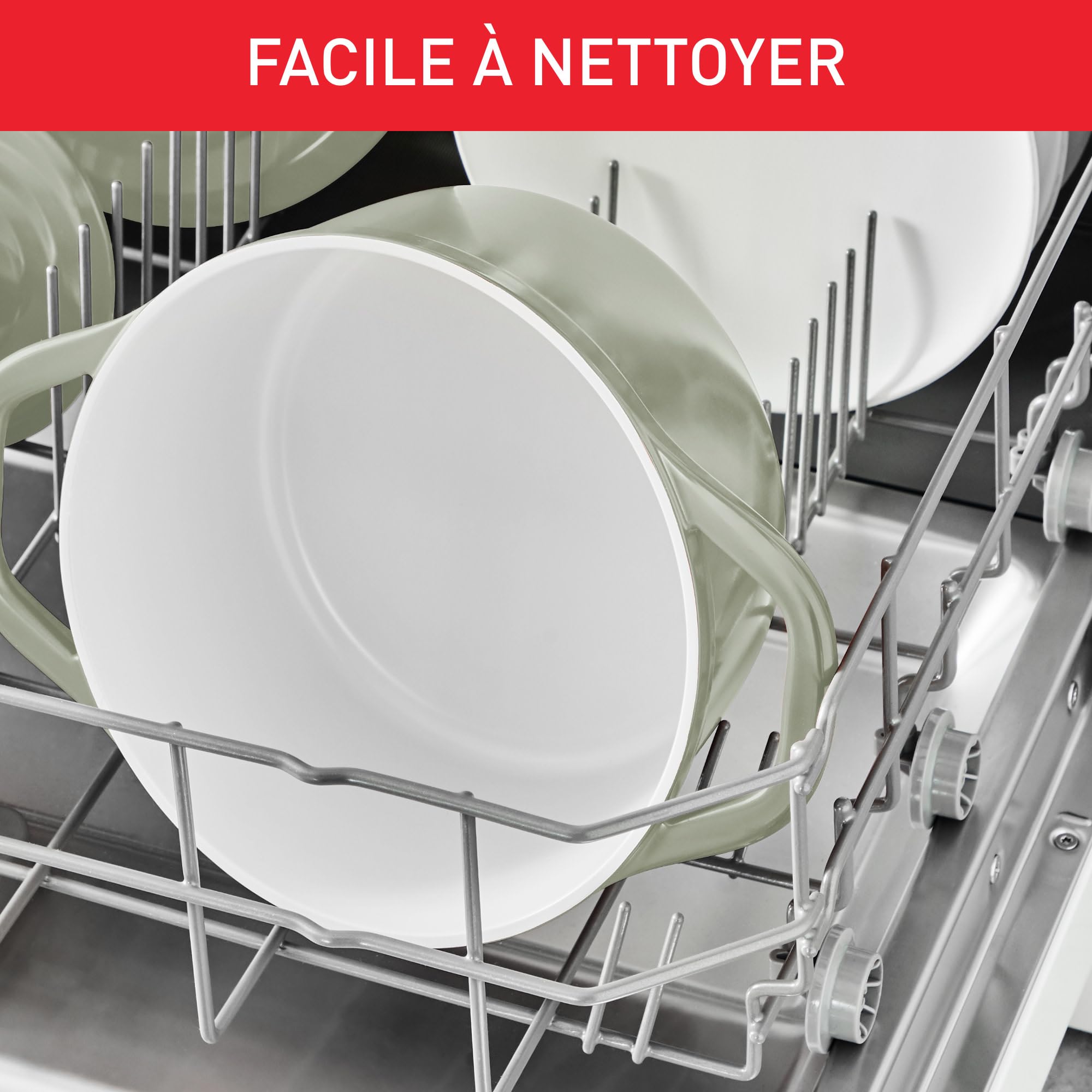 Tefal Cocotte en fonte d'aluminium 24cm, 4-5 personnes, Induction, Légère en fonte d'aluminium, Nettoyage facile, Revêtement céramique, Couvercle de condensation, Four, Air Soft Light E2664625
