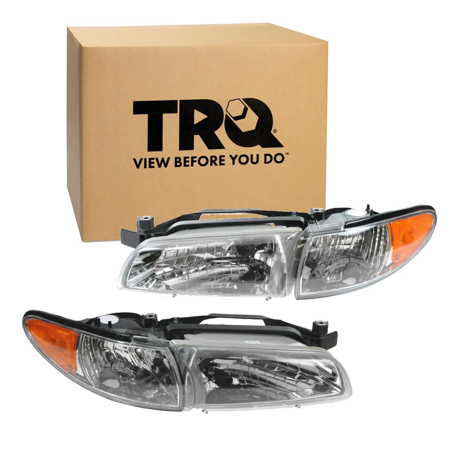 TRQ 2 Piece Headlight Assembly Set Driver &amp; Passenger Side