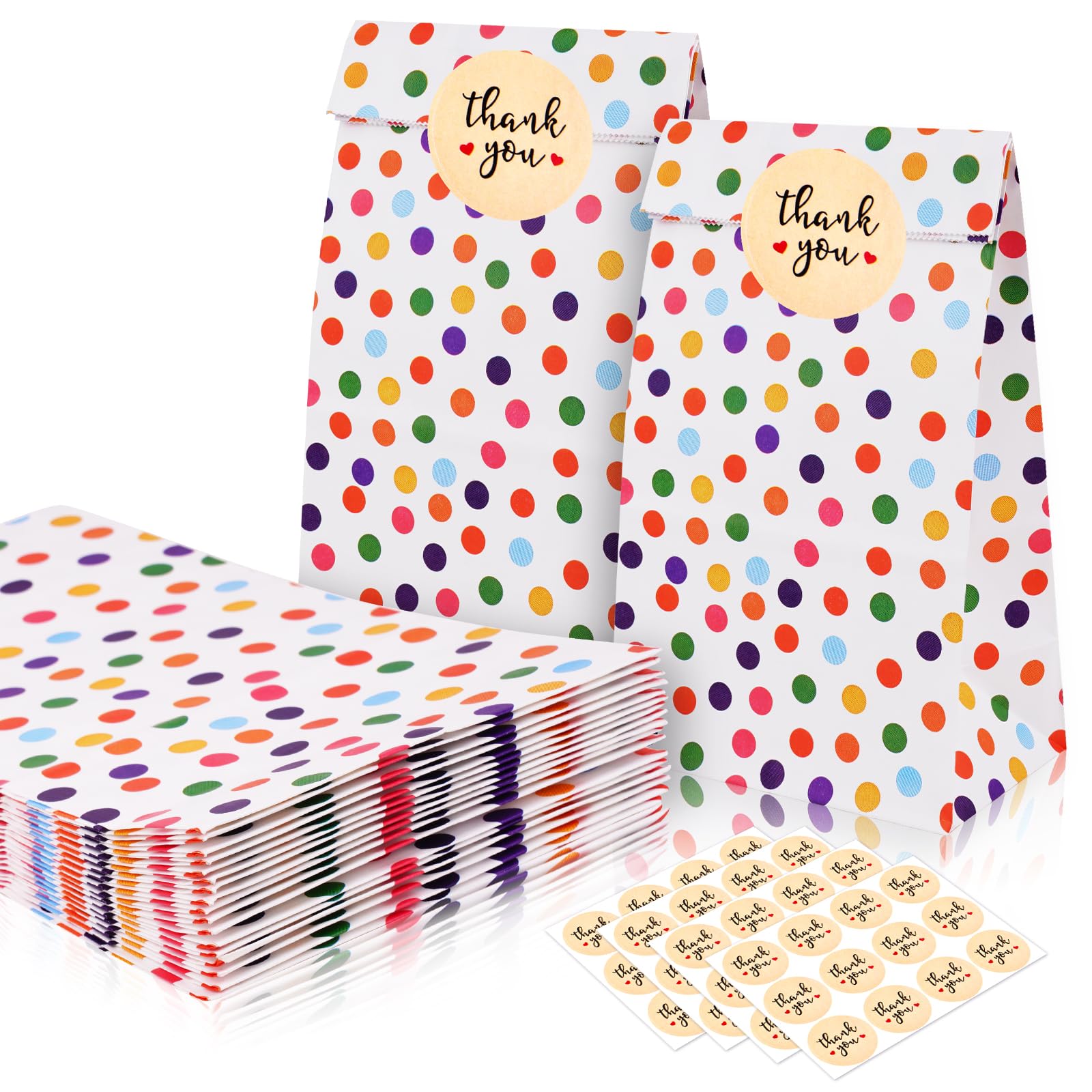 Flintronic 25 Stück Papiertüten, Geschenktüten Kindergeburtstage mit Aufkleber, 18 cm * 9 cm * 5,58 cm Candy Tüten zum Mitgebsel Kindergeburtstag Mädchen, Giveaways, Hochzeit