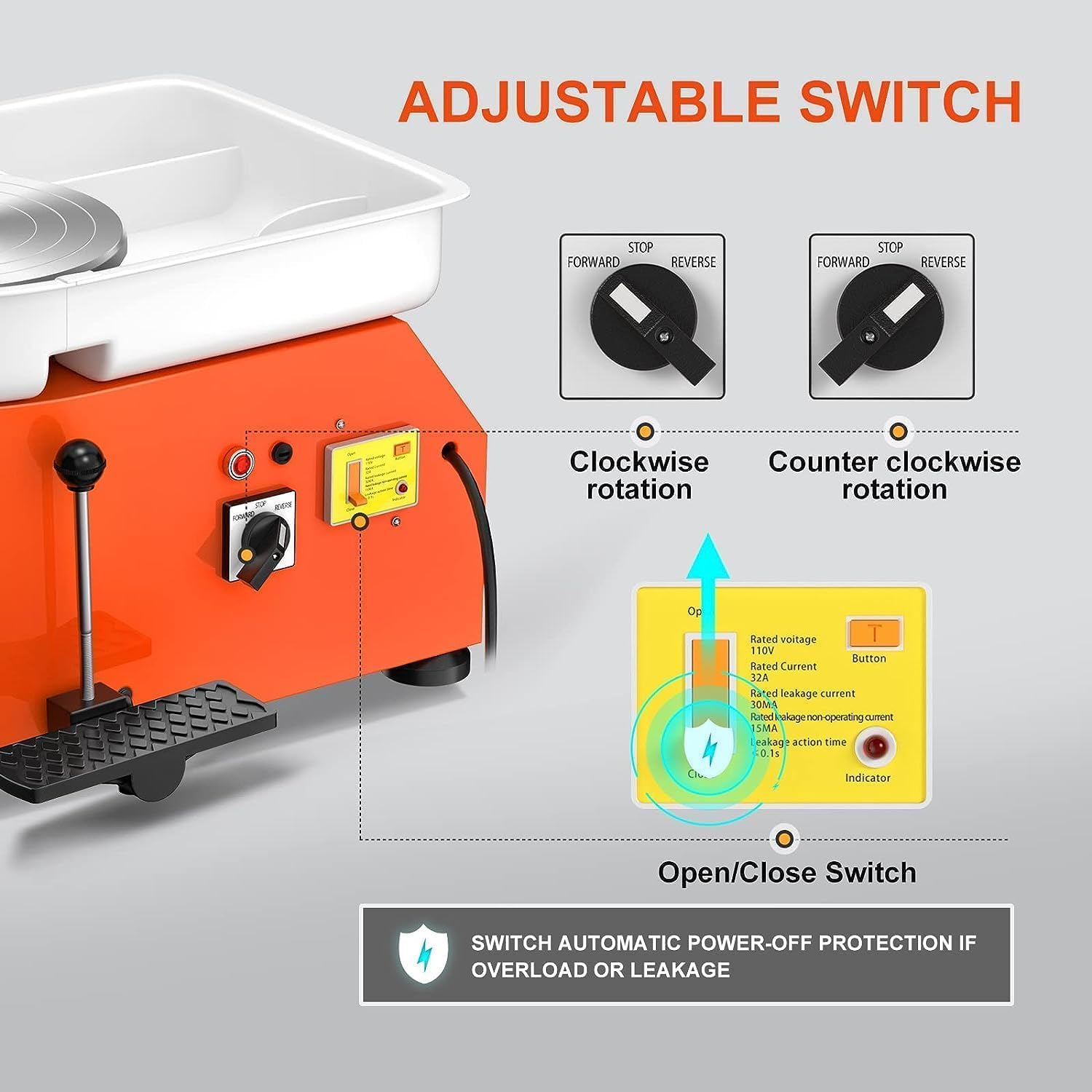 Tornio elettrico per ceramica da 350 W, 25 cm, 300 giri/min – Macchina per modellare con 8 utensili, adatta ai principianti