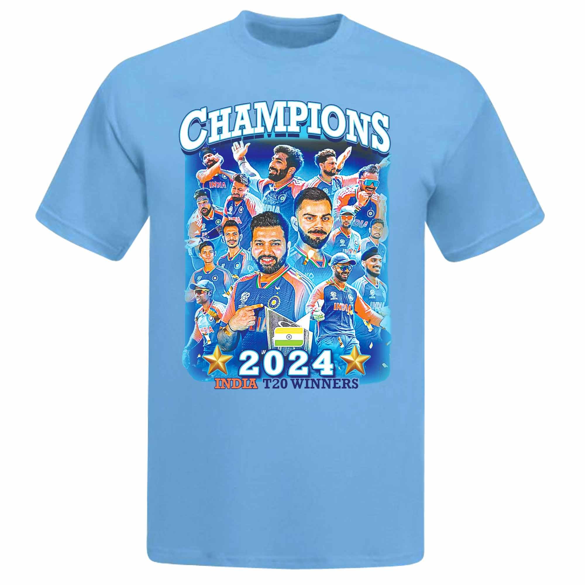 GIFTS 4 ALLIndia 2024 T20 World Cup Winners T-Shirt, India 2024 World Cup Champions Tee, India Cricket Champions Tee, India Limited Overs Cricket T-Shirt