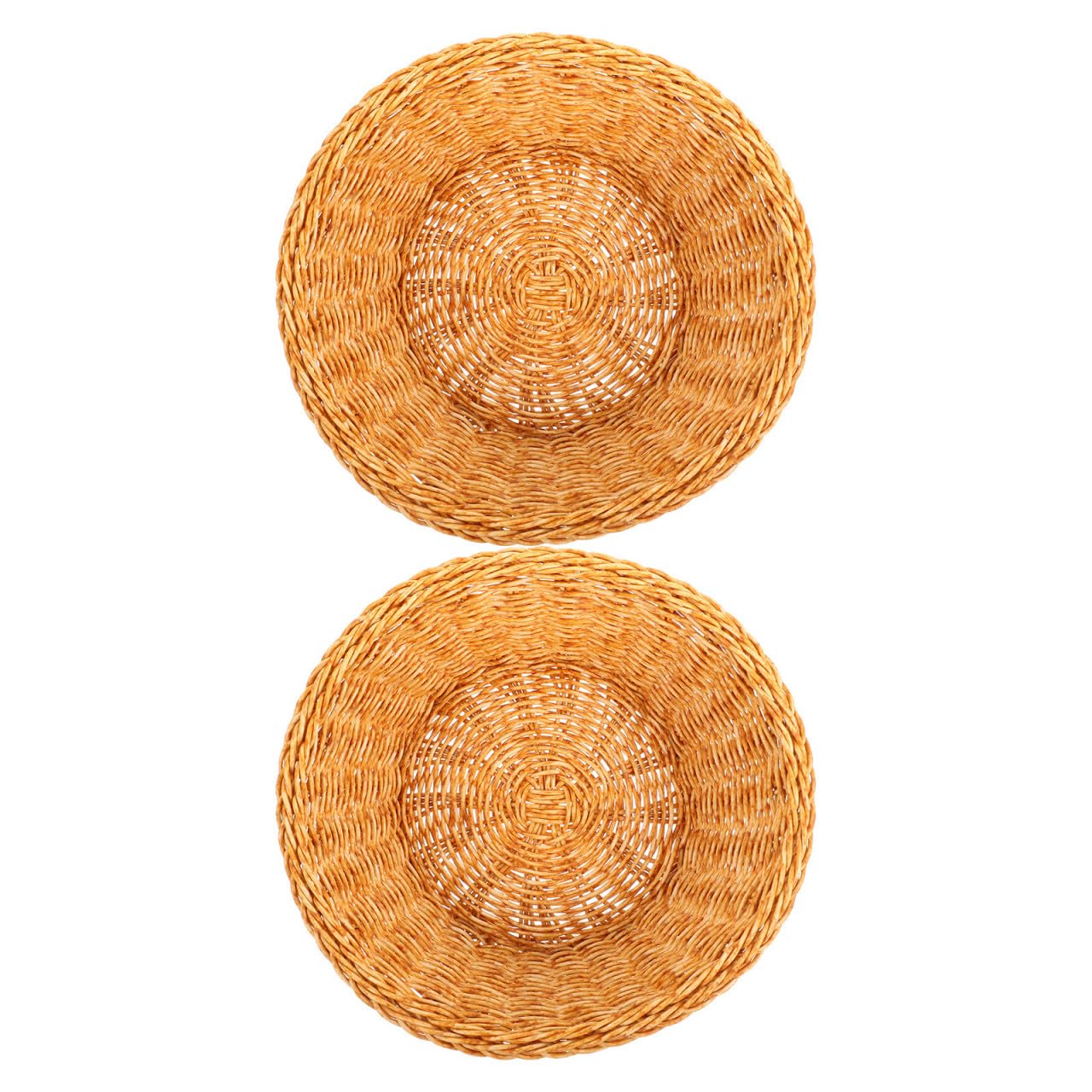 Cesta de pan tejida de plástico estilo rústico para frutas y bocadillos en pack de 2