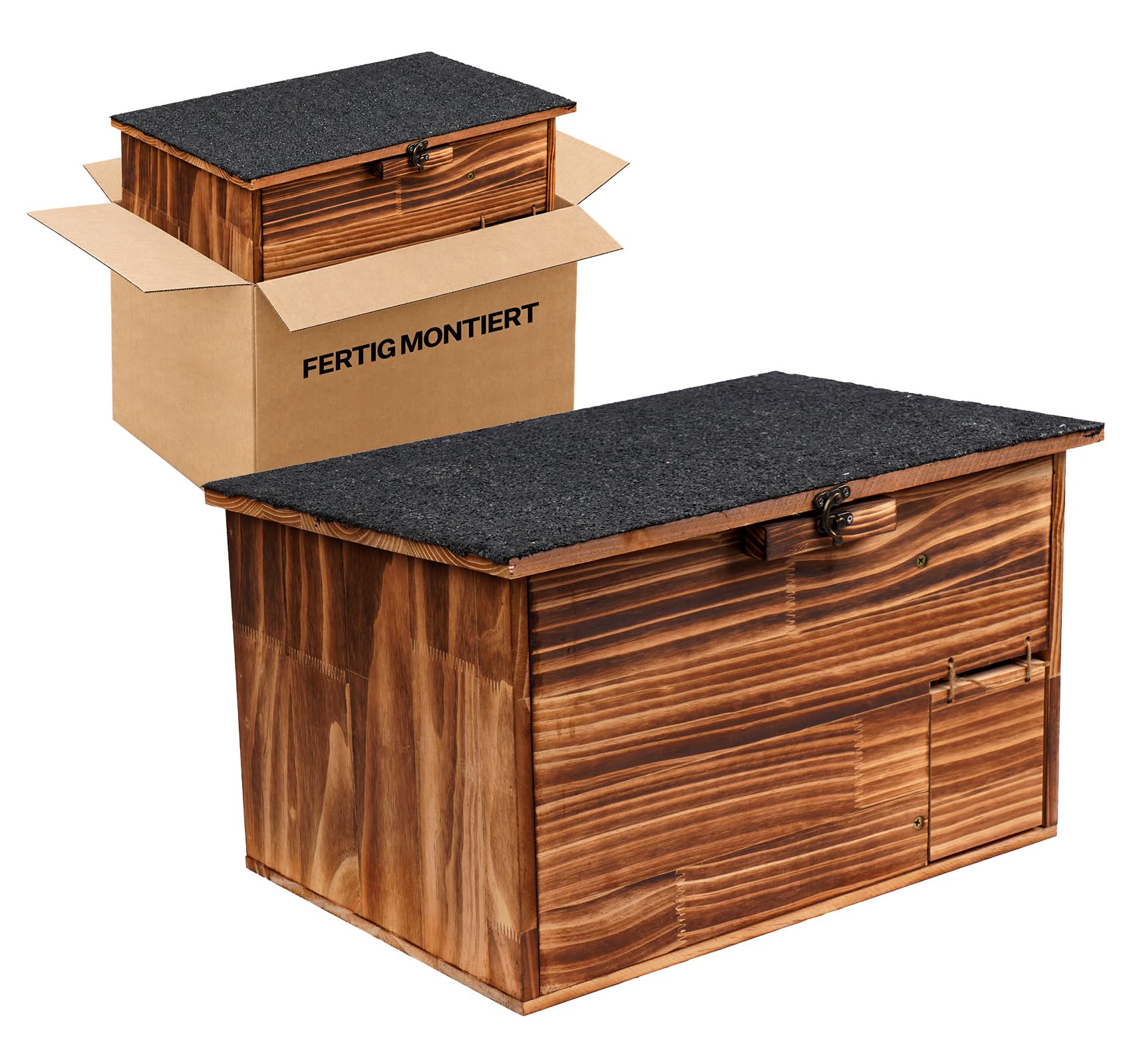 Igelhaus mit Rattenklappe Winterfest, XXL 45x27x32CM, Montagefrei