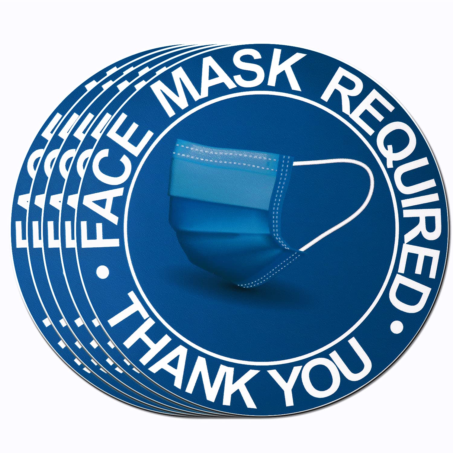 5 Pack Face Mask Required Sign, Face Mask Signs for Businesses, 8" Wear Mask Signs for Businesses, Window Glass or Floor Signage Public Safety Decal, Social distancing Decals(Jewelry Blue)