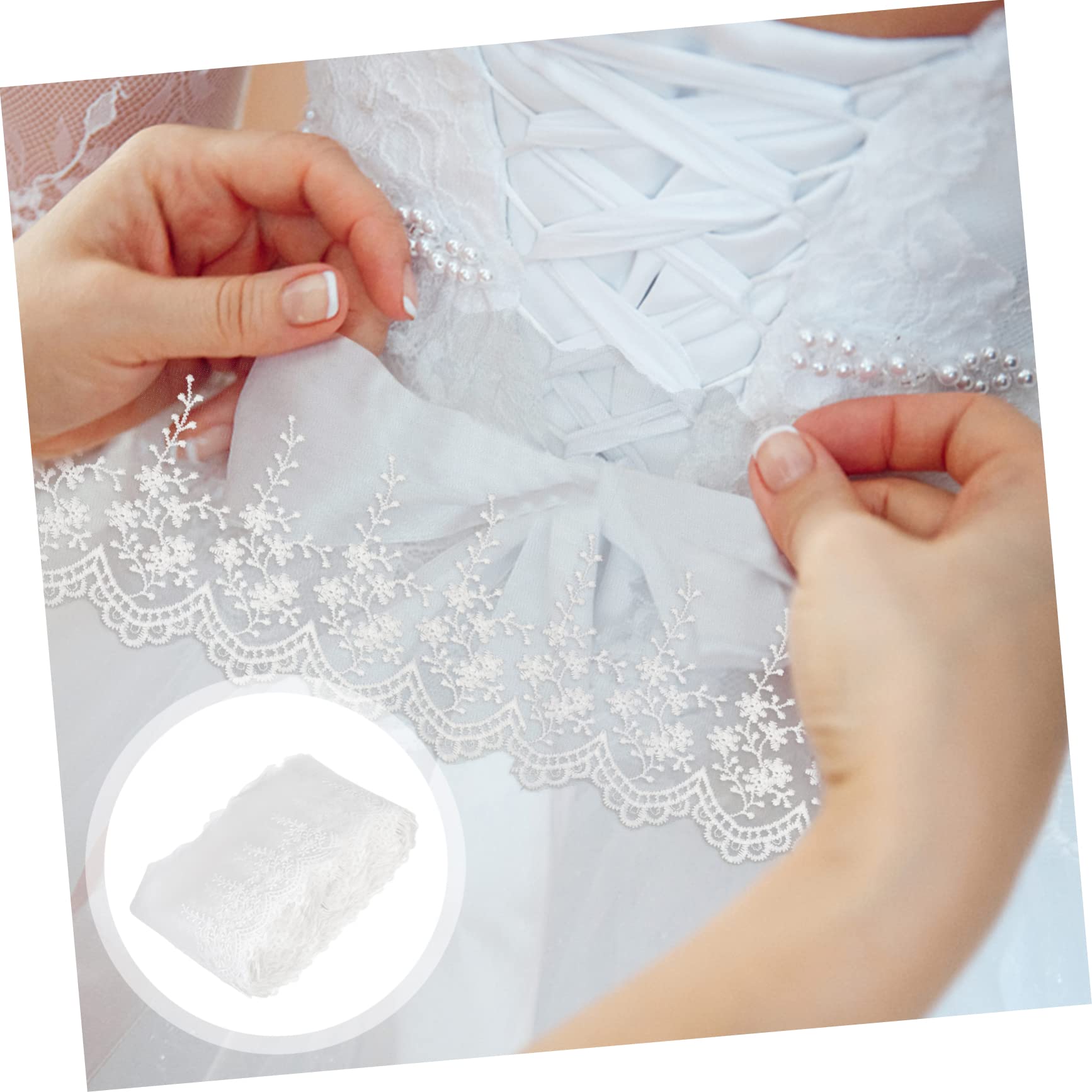 SHINEOFI 2piezas Cinta De Encaje Bordada Blanca Para Manualidades Yardas De Ribete Decorativo Para Bodas y Decoración Del