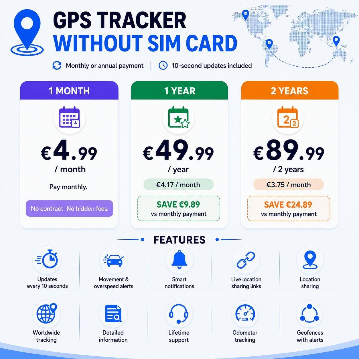 Winnes 4G GPS Tracker per Auto Localizzatore GPS con SIM Integrata Magnetico Batteria 20000mAh Impermeabile IP67 Anti-Furto,Geo-Fence,App Tracking in Tempo Reale,Basso Canone Mensile
