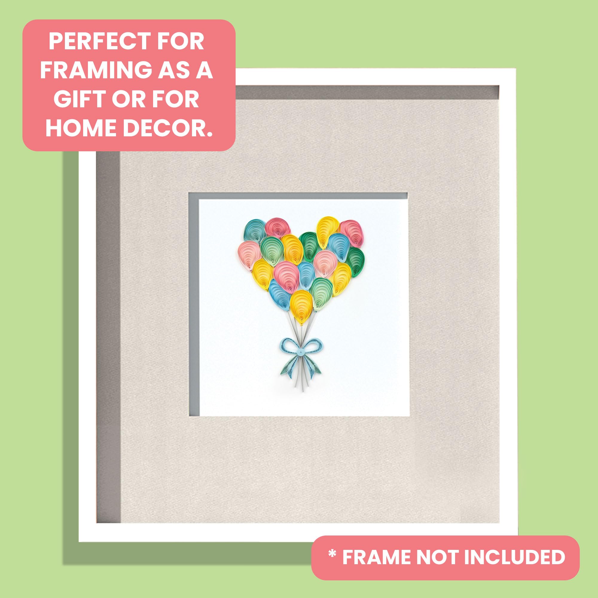 Quilling Colourful Heart Balloons Love Balloons! Hand-Finished Art Greeting Card Frameable Art - Image 2