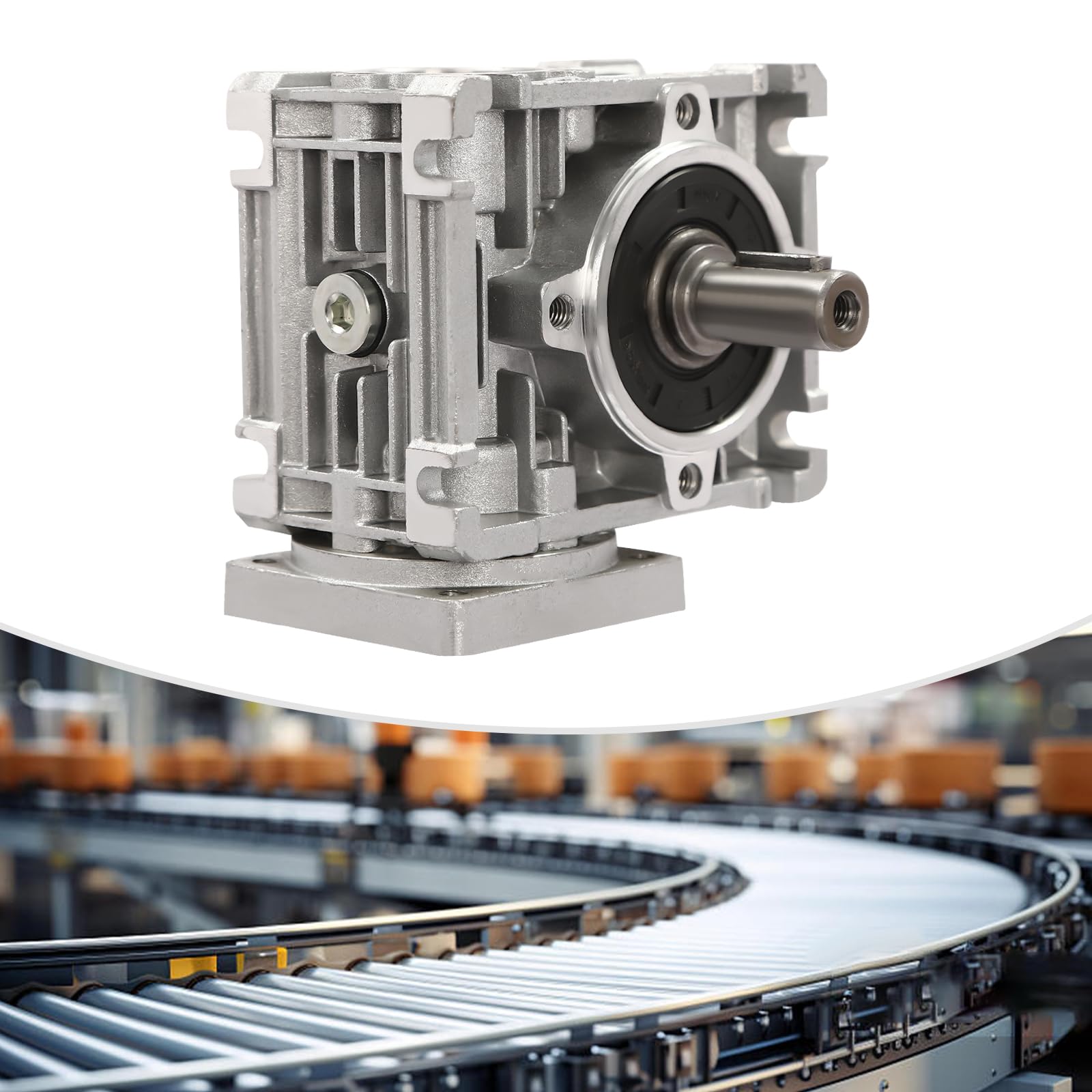 Reductor de engranaje helicoidal con brida cuadrada, relación 15:1, 0-1500 rpm, carcasa de aluminio