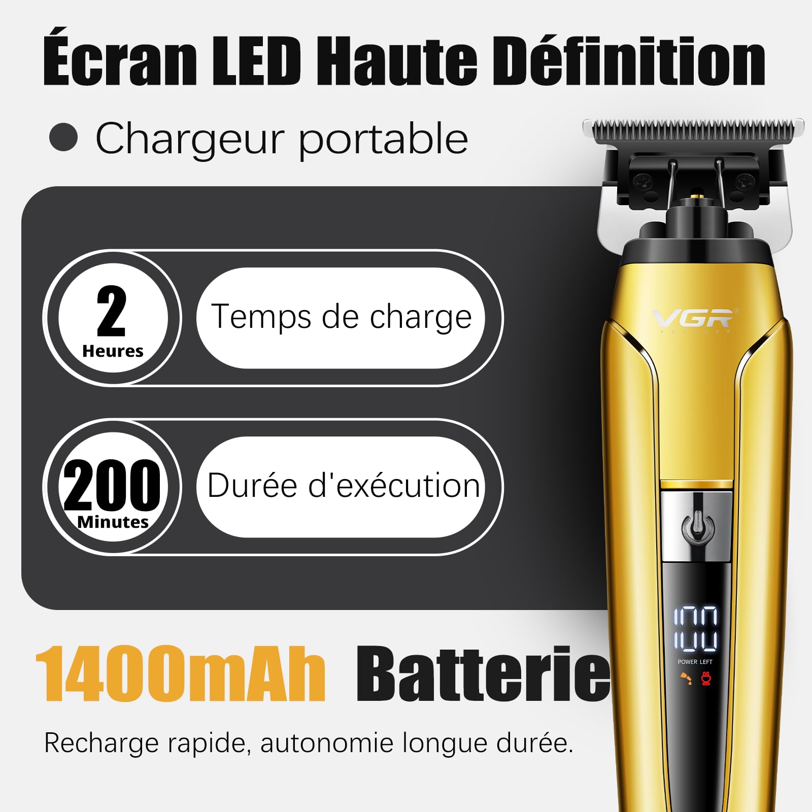 VGR 694 Tondeuse Cheveux Hommes Professionnel Kit Équipé Lames en Céramique