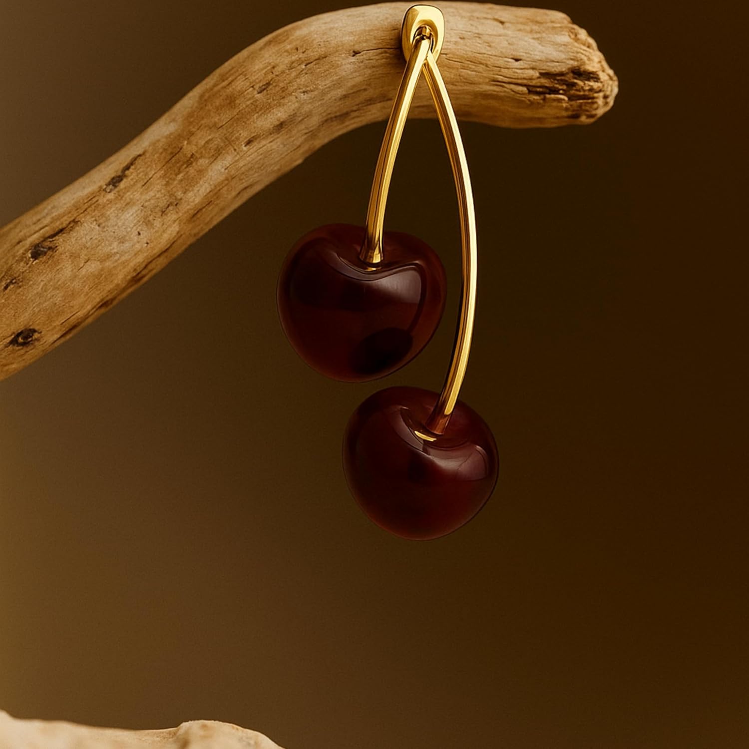 Cherry Dangle Earrings for Women, Cute Red Fruit Drop Earrings, Statement Jewelry, Fun and Quirky Gifts, Lightweight Gold Fruit Accessories - Image 2