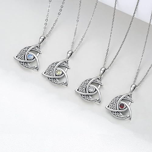 Miniatura 3 de Collar de luna celta de plata de ley 925 con nudo celta con colgante de trinidad, collar de piedra natal, joyería irlandesa, regalos para mujeres,