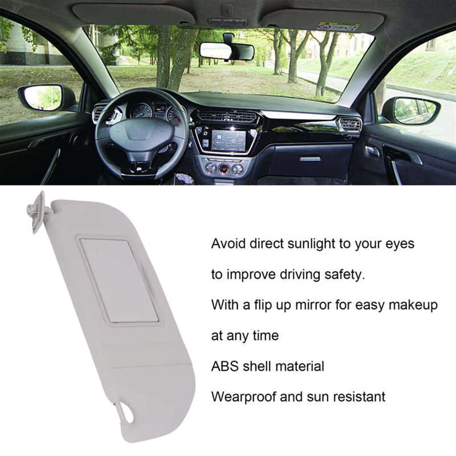 Prawy montaż osłony przeciwsłonecznej do samochodu 98038432DS wymiana akcesoriów wewnętrznych pasuje do Peugeot 301 pasuje do stylu samochodowego Citroen C3 osłona przeciwsłoneczna