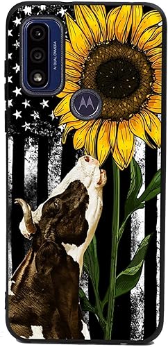 Miniatura 1 de Funda compatible con Motorola Moto G Pure (2021), diseño gráfico floral de vaca y beso de EE. UU., diseño gráfico floral para Moto para hombres y