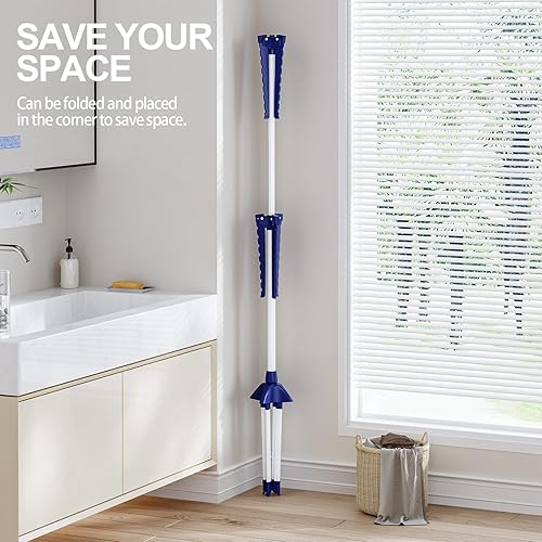 Miniatura 5 de APEXCHASER Tendedero de secado de ropa plegable de 2 niveles, estante de ropa plegable de 57 pulgadas, 4 patas, 6 brazos para 48 perchas, aireador