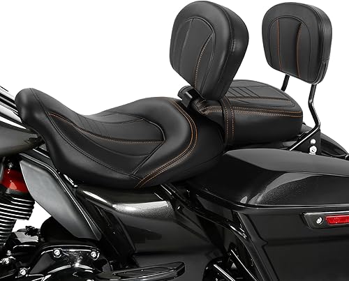 Miniatura 2 de TCT-MOTORPARTS Asiento de pasajero de perfil bajo para motocicleta, respaldo del conductor, barra Sissy para Harley Touring CVO Road King Street