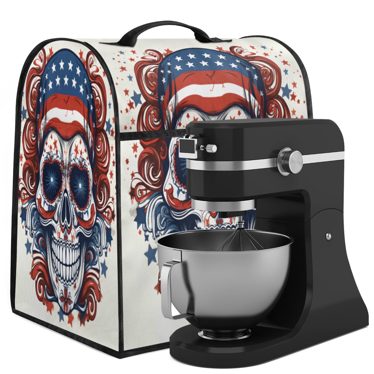 Coffee Maker Cover America Skull Kitchen Appliance Covers Small Appliance Covers Blender Cover Juicer Cover Dust Covers for Kitchen Appliances with Top Handle and Pockets,Washable,C808