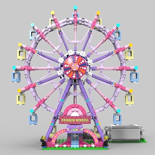 Miniatura 9 de NEWRICE Kit de construcción de rueda giratoria con luces, parque de atracciones, juguetes de construcción para niños de más de 8 años. Nuevo 2023