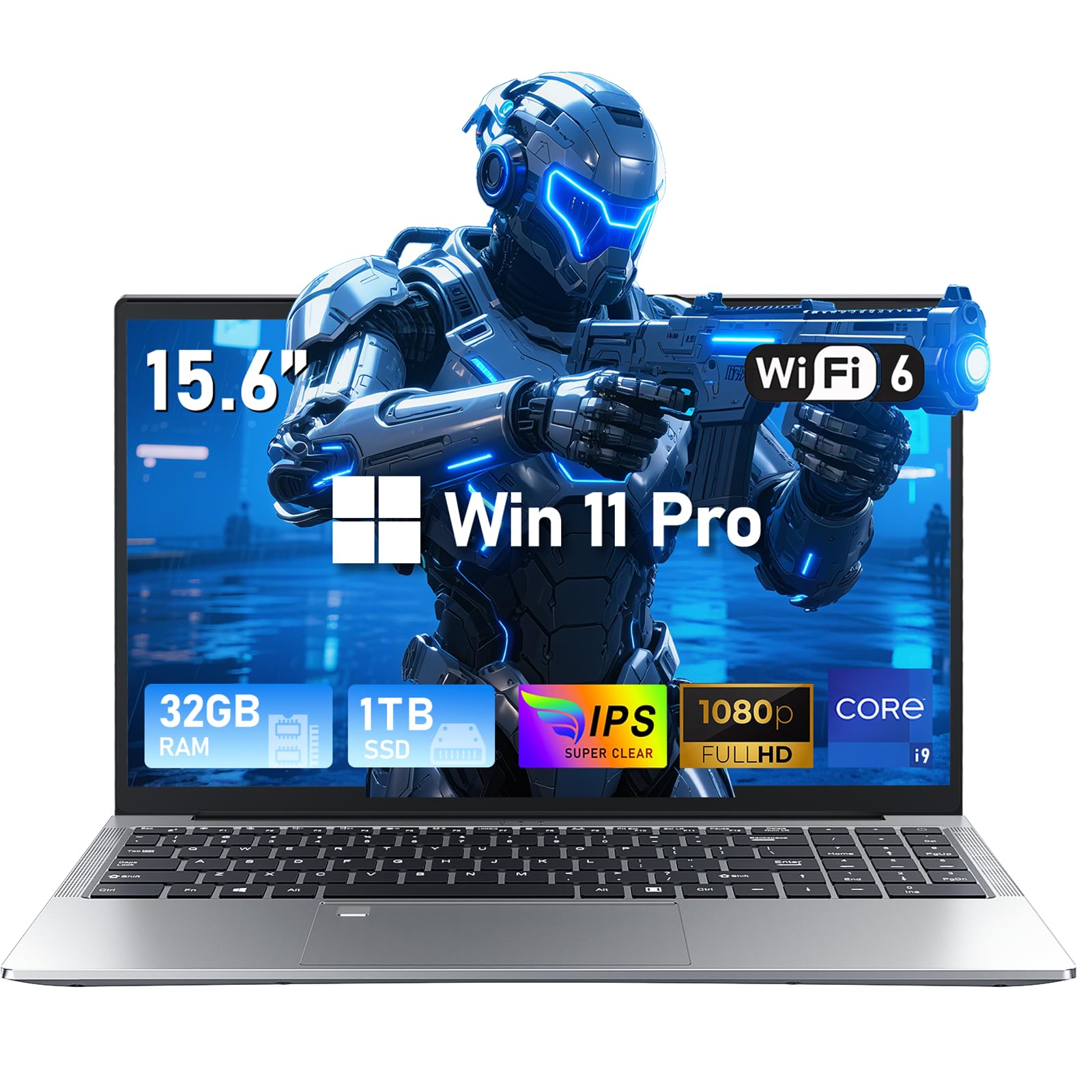 Nuovo PC Portatile 15.6 Pollici Core i9-11900H(fino a 4.9GHz) Gaming Laptop 32GB RAM 1TB SSD Win11 Iris Xe GPU 1920×1080 Notebook con RJ45, Type-C, WIFI6, BT5.2, USB3.0, HDMI, Tastiera Retroilluminata